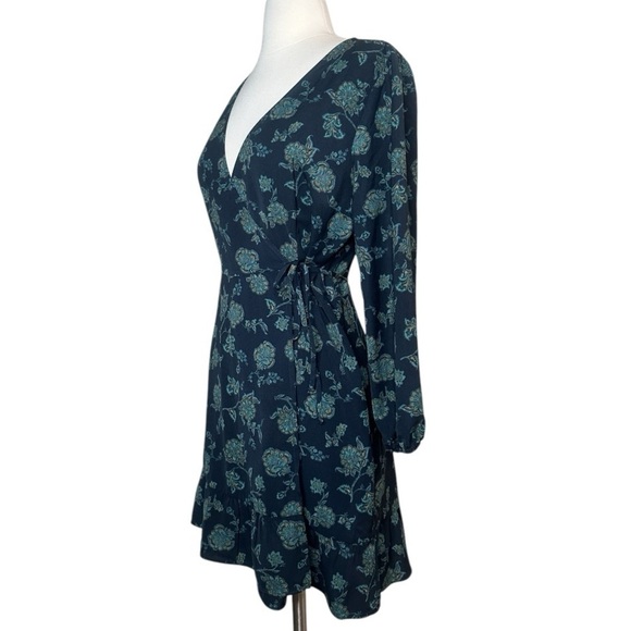 Abercrombie & Fitch Floral Ruffle Wrap Mini Dress Blue Size Small Cottage Y2K - Picture 6 of 9